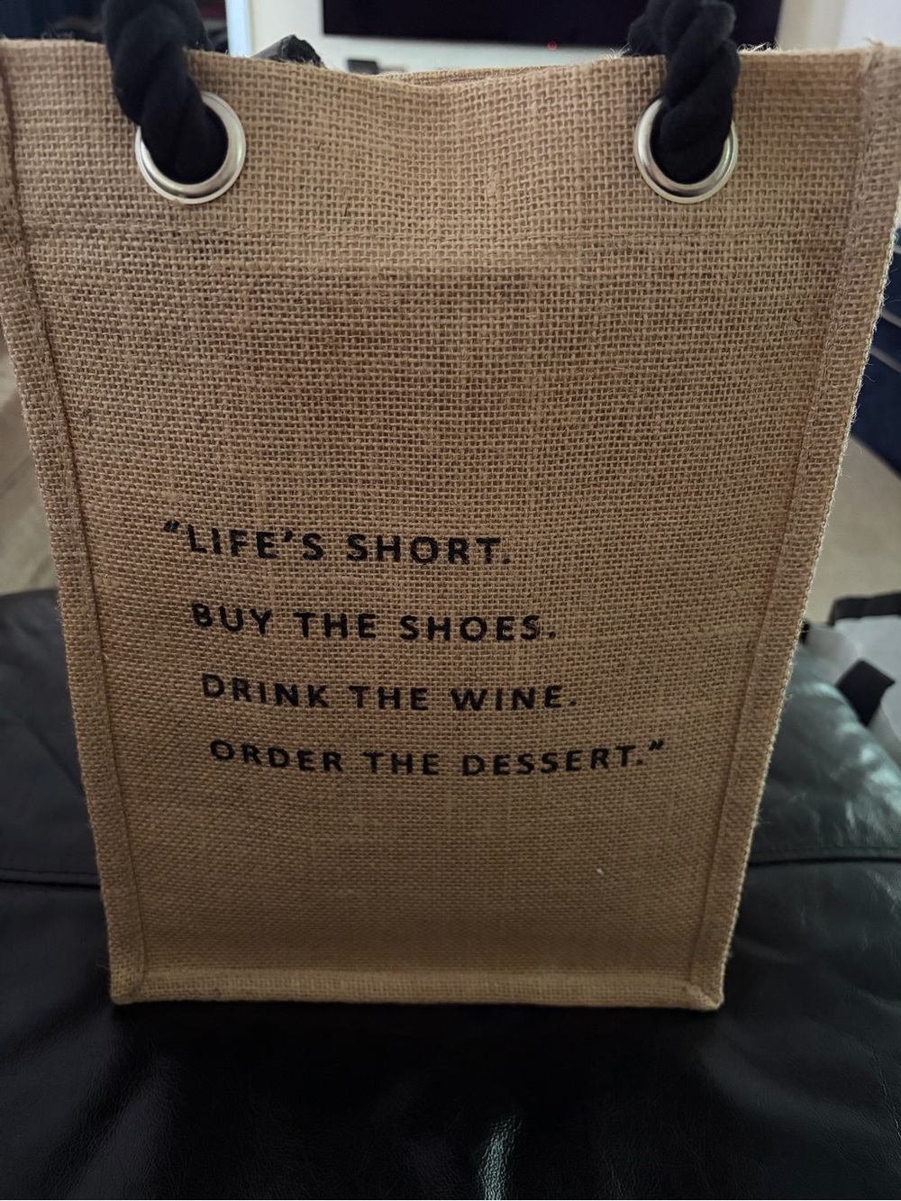 34th & Pine 4-Bottle Canvas/Jute Wine Gift Bag